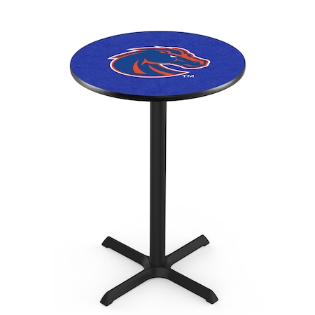 42 Blk Wrinkle Boise State Pub Table,36 Dia. Top